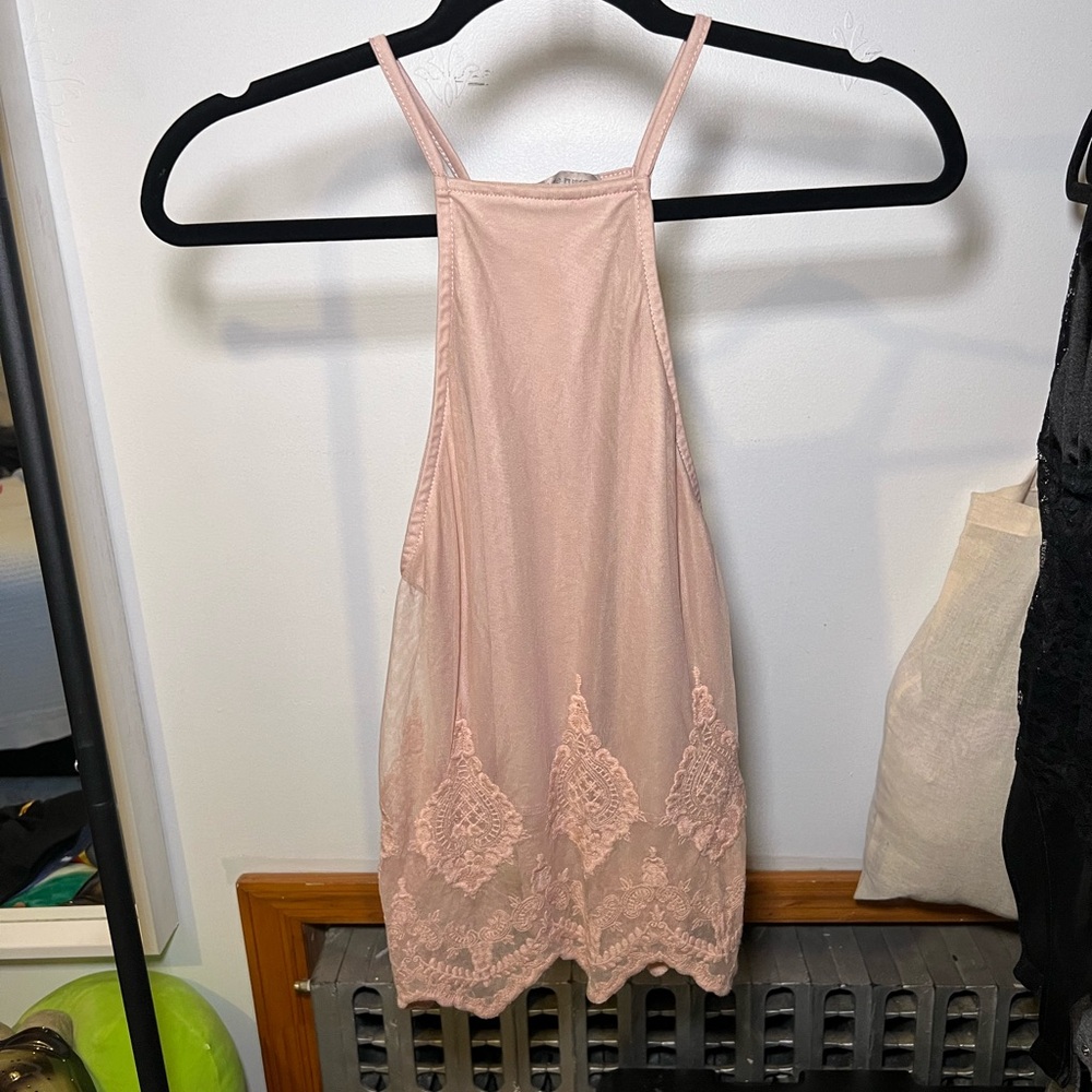 Charlotte Russe Pink Lace Sleeveless Top